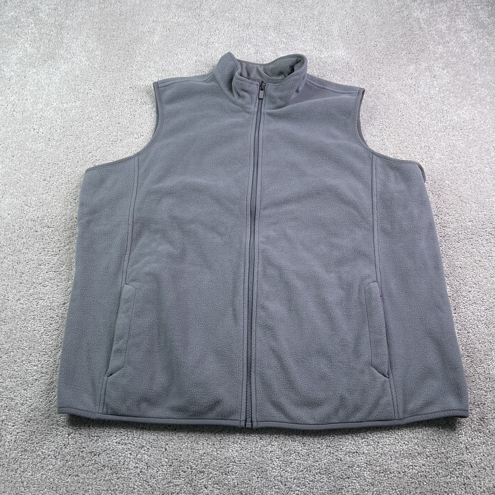 Lands End Vest Womens 2X Grey Fleece Windblock Full Zip Pockets Outdoors
